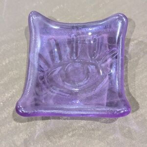 Purple Evil Eye Hand Crafted Fused Glass Trinket Dish Tea Light Holder